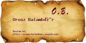 Orosz Balambér névjegykártya